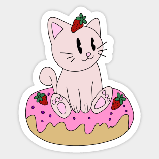 Cat Strawberry Dessert Sticker